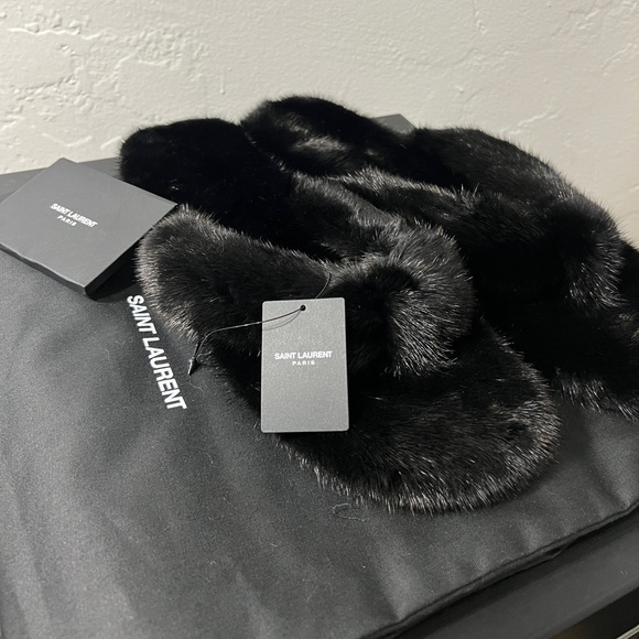 Saint Laurent Mens Bleach Sandals Black Mink AUTHENTIC Size 44 / 11 US - Picture 5 of 7
